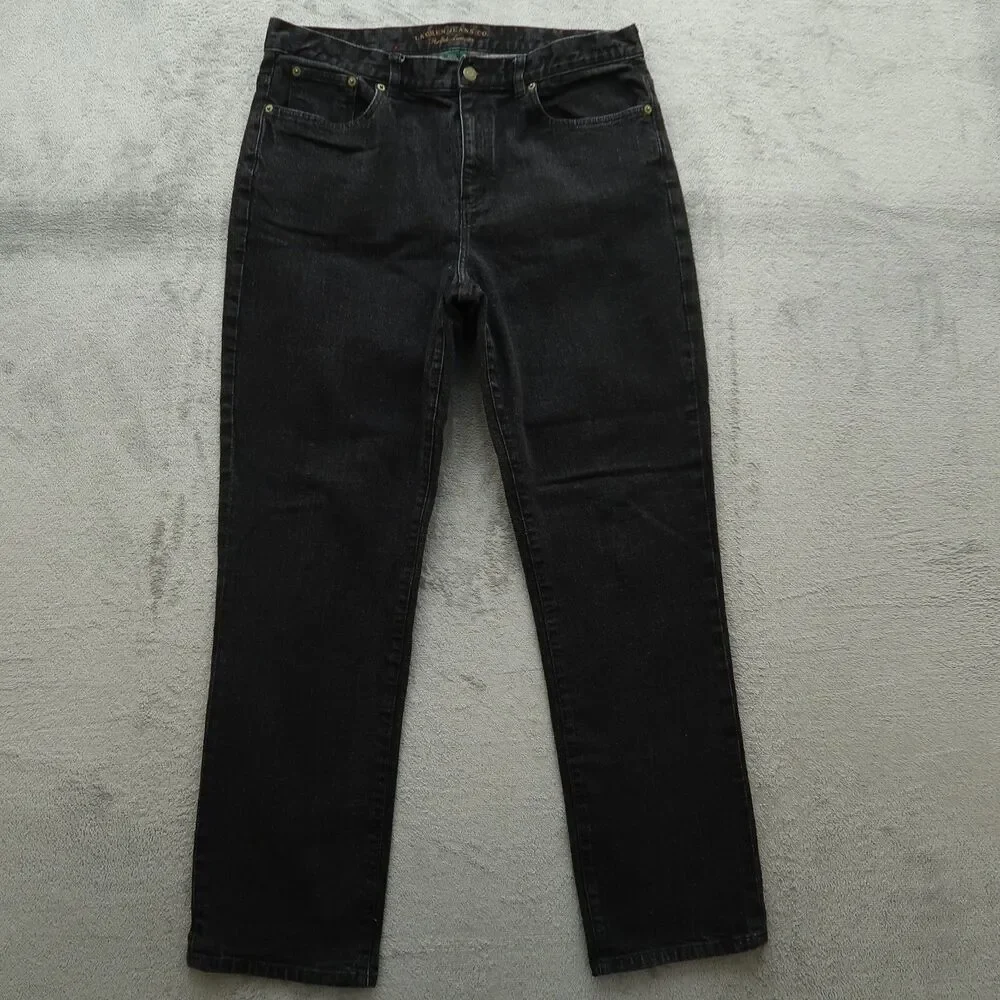 Ralph Lauren Jeans Women's 14 Gray High-Rise Classic Straight Denim 31